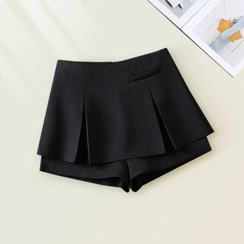 高腰西装半身短裙裤甜美夏天小裙子设计感时髦洋气假两件阔腿裤裙