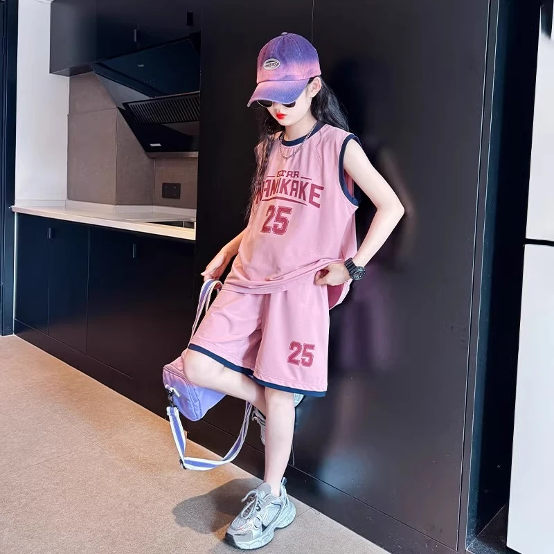 女童篮球服套装夏季2025新款儿童速干运动服女大童夏季短裤两件套