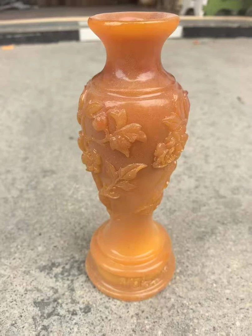 橘韵雕花玉瓶饰品摆件