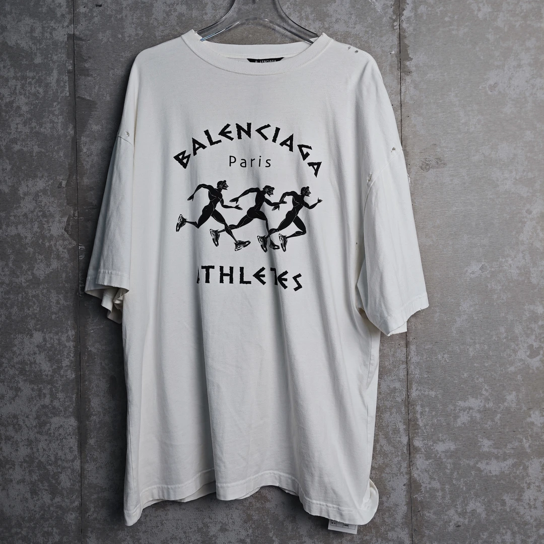 未使用 Balenciaga/巴黎世家 S*1/竞赛马拉松印花短袖/13093