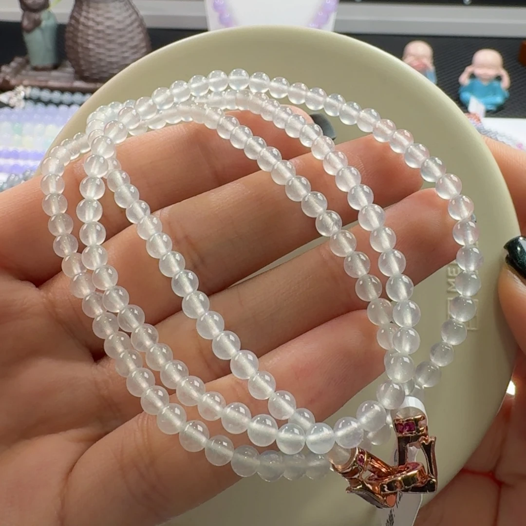 翡翠手链未镶嵌高冰白月光项链卡4.2