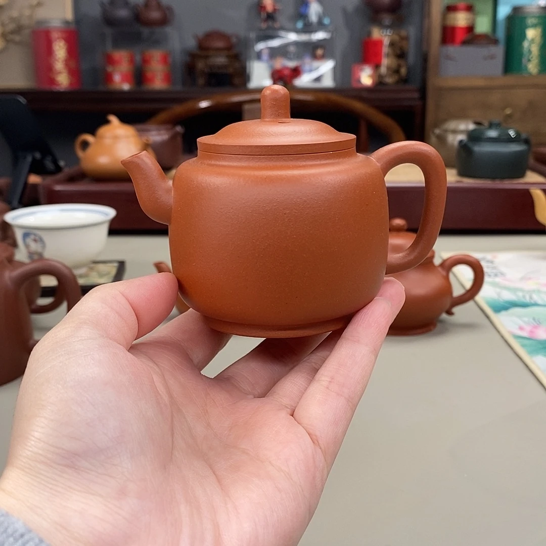 紫砂茶壶生砂朱泥墨林半手160cc