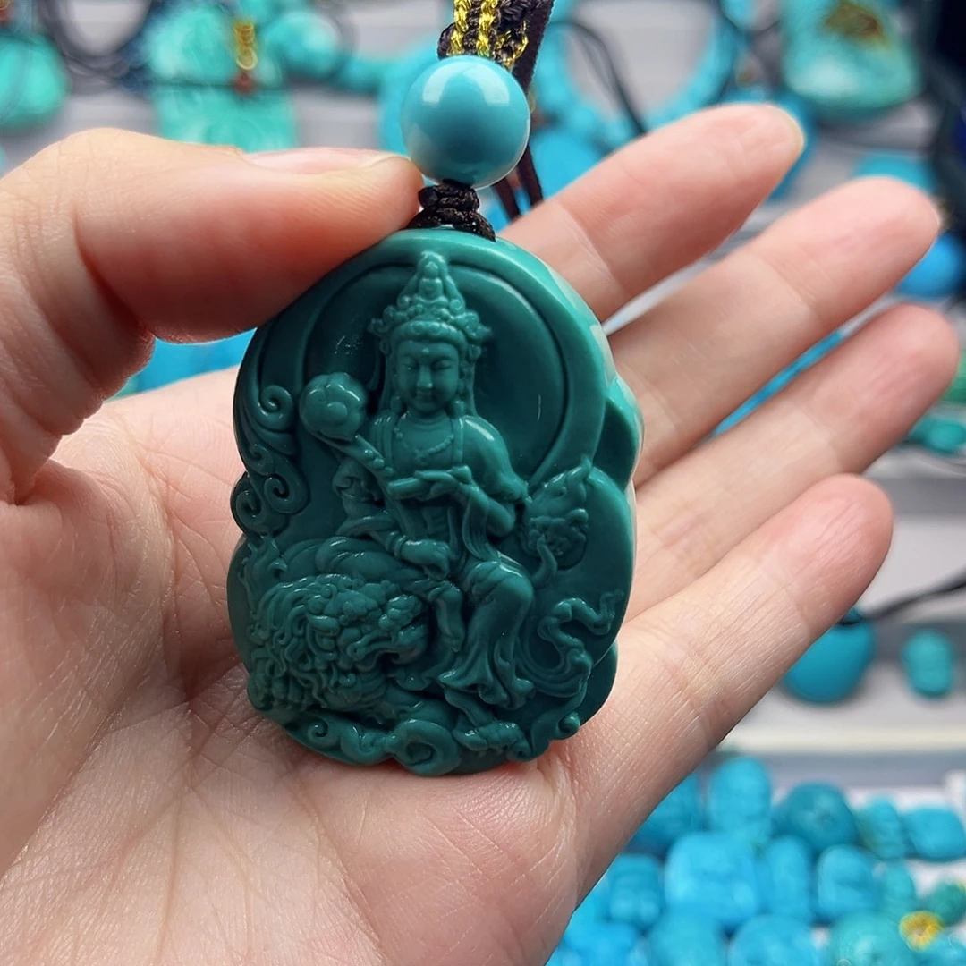 昊***熙未镶嵌绿松石天然原矿雕刻绿松石