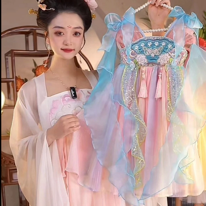 童绣阁   【 玉扇】2025新款女童国风仙气夏季休闲汉服裙25123