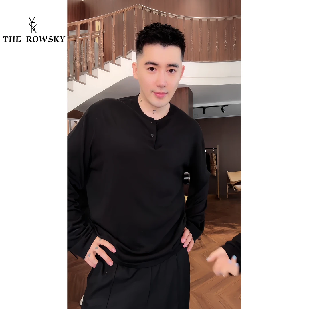 THE ROWSKY杨圣坤新款男士宽松百搭亨利领长袖针织衫SK2542350