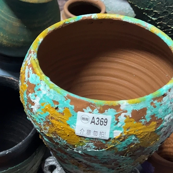 彩绘浮雕平口高20口19带孔