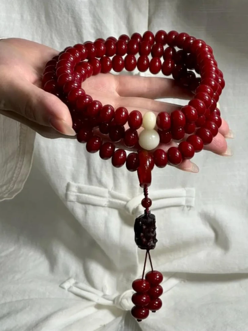 【凤九】原生态红菩提多圈女本命转运珠情侣佛珠民族风复古文玩手串