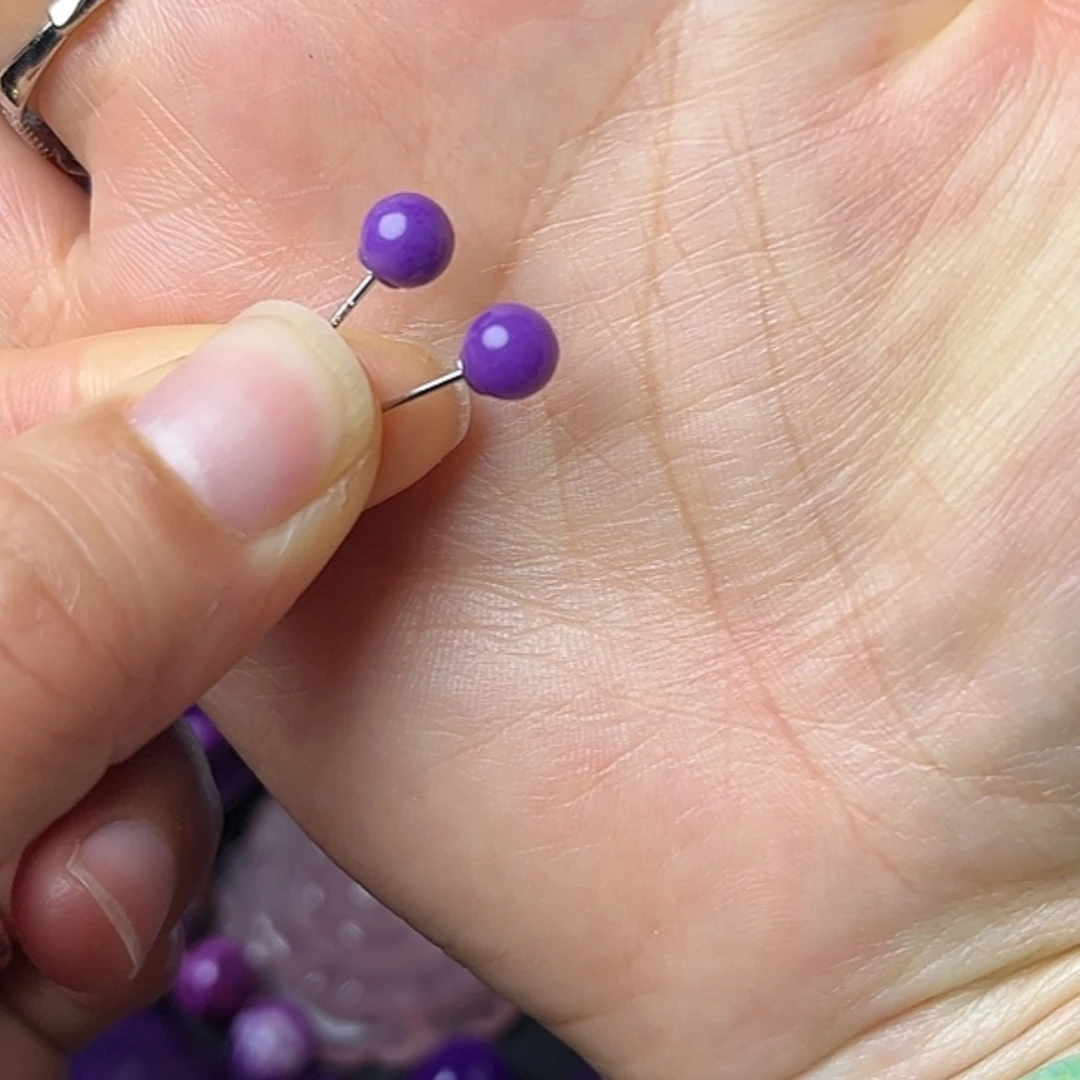 【闪购商品】琉璃DIY舒具石老坑料泥地丝绒老油紫耳钉卡6卡6卡