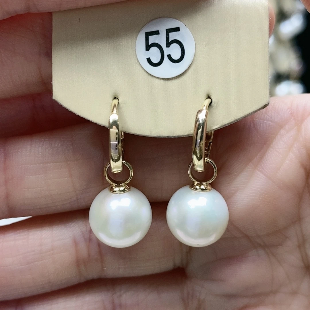 淡水珍珠耳饰银S925镀金镶嵌