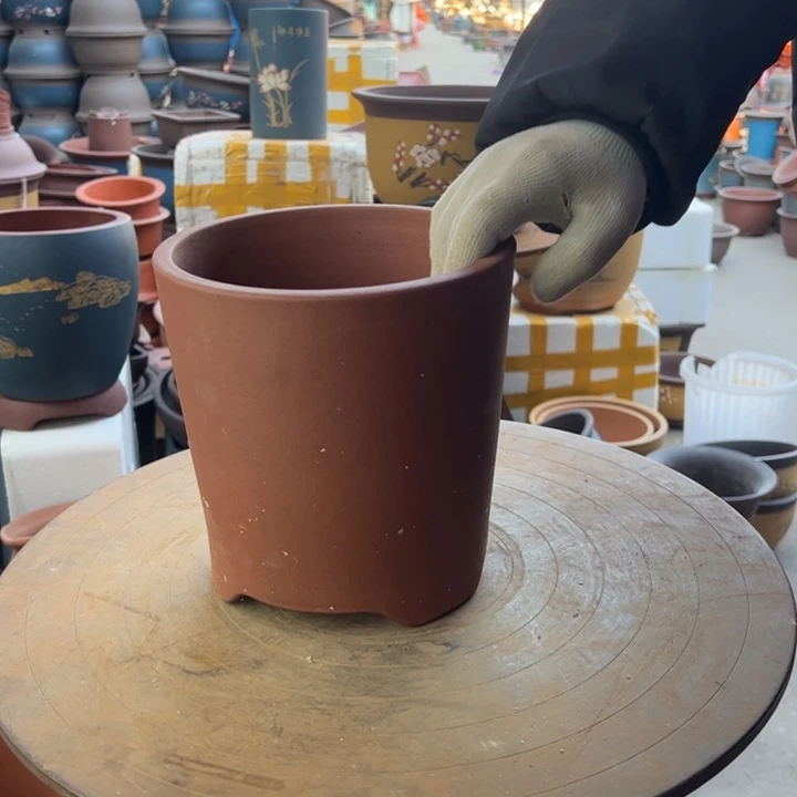 紫砂宜兴紫砂花盆花盆光板笔筒大