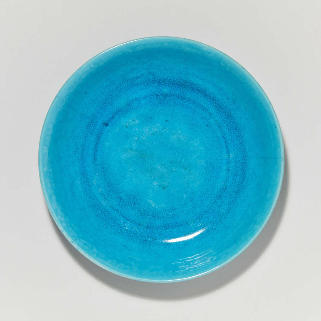 30、清康熙 孔雀蓝釉盘【祥德82拍卖】