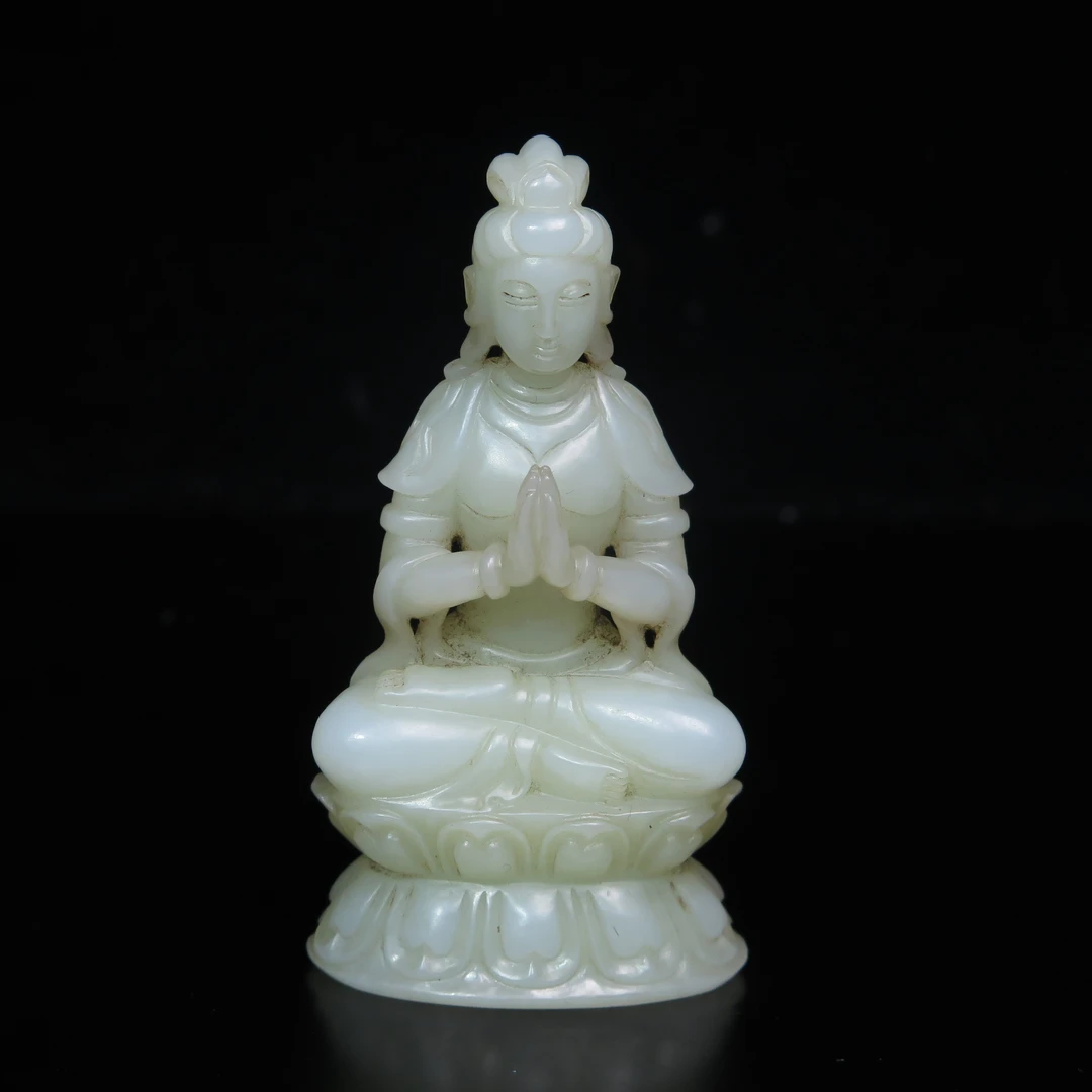 民国玉观音造像摆件/MZ032388/和田玉/民族文物
