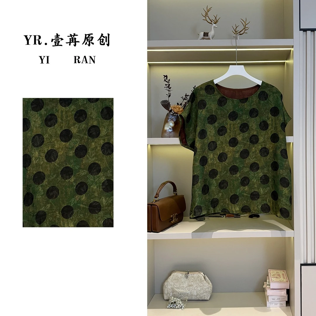 壹苒原创【波点】中式改良版设计老料圆领气质短袖小衫 YC7267