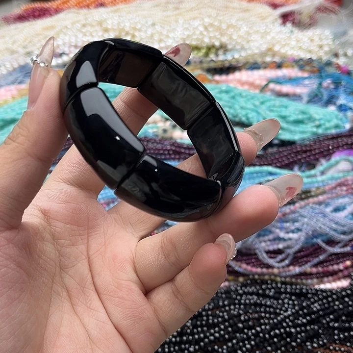 玛瑙/玉髓珠宝半成品未镶嵌一个黑玛瑙手牌