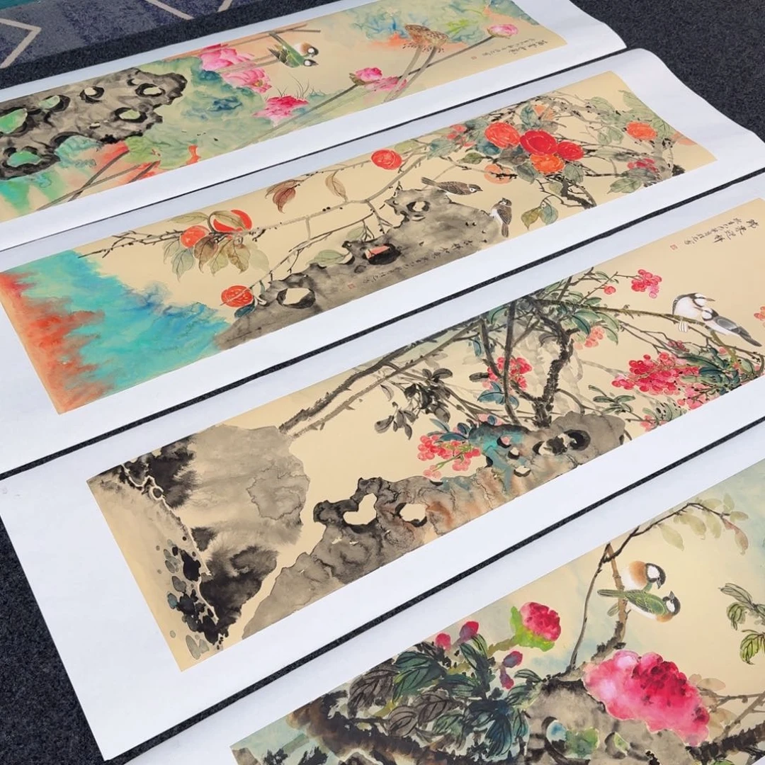 国画纯手绘山水花鸟作品