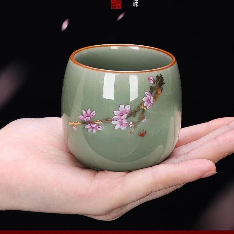 主人杯单杯陶瓷品茗杯个性家用中国风简约