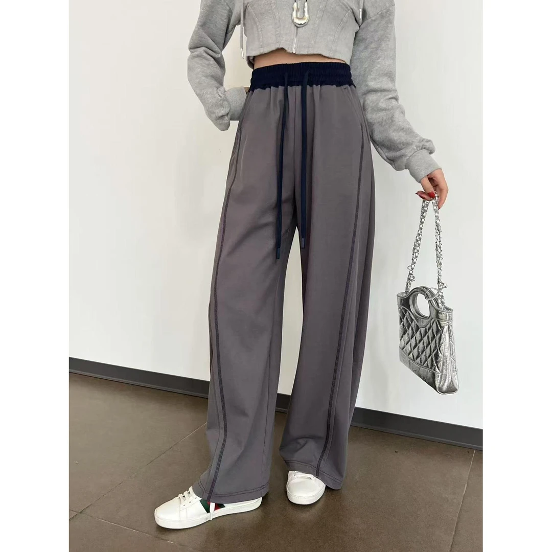 KiKi严选：55102-YER家欧洲站南油春季新款撞色松紧腰休闲香蕉裤