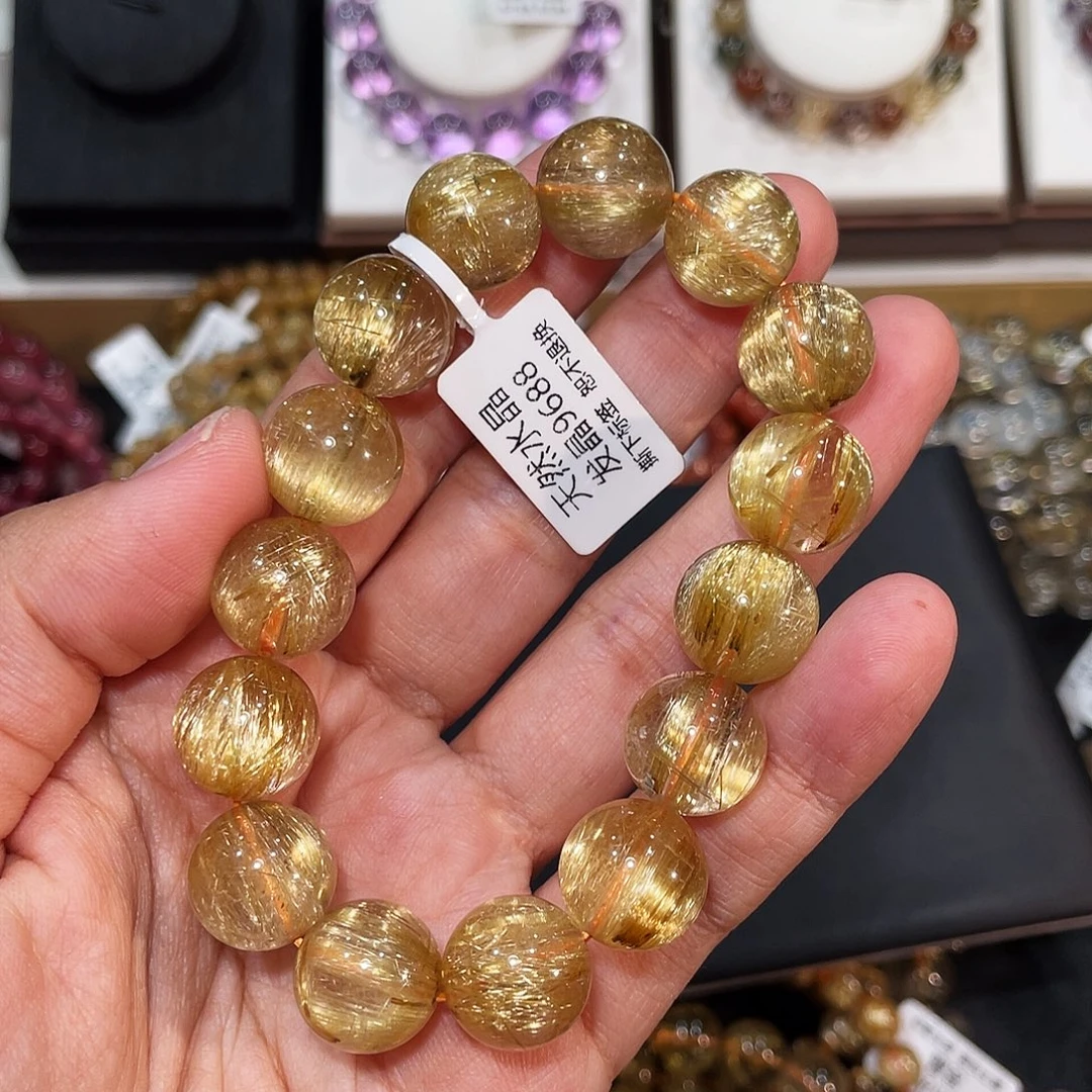 发晶手链未镶嵌钛晶猫眼13.9mm