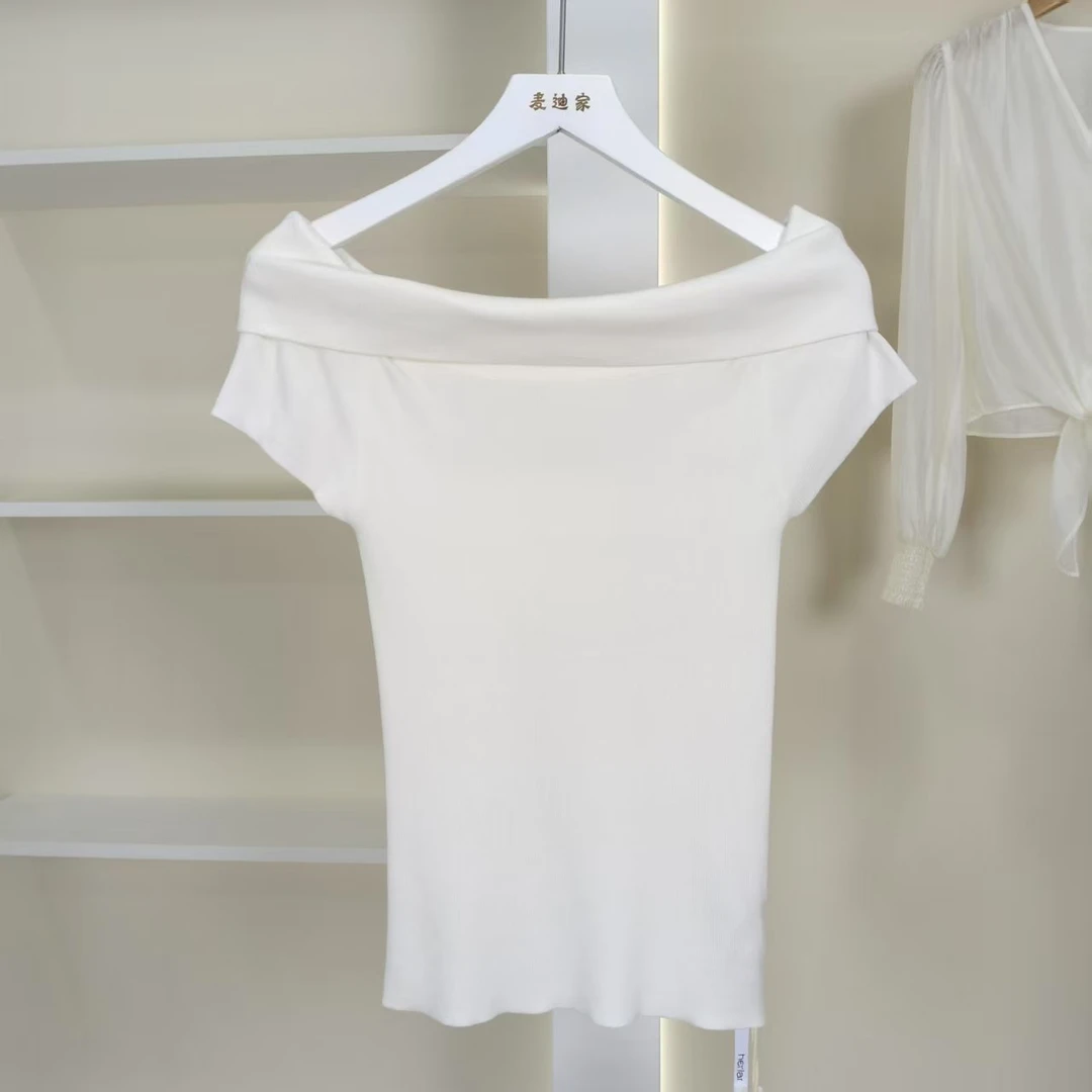 麦迪尚品【崔】50512182一字肩纯色针织衫夏季女装商场专柜正品
