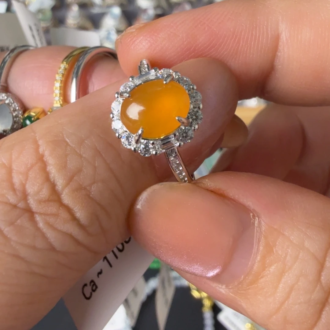 翡翠银S925镶嵌戒指8058