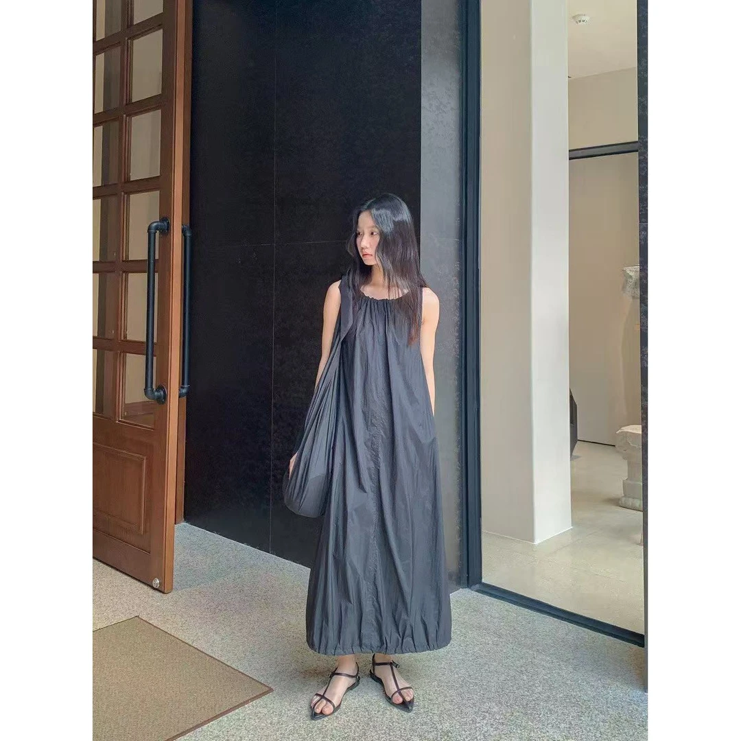 S008#里奈#设计款！肌理感褶皱显瘦遮肉背心连衣裙（福利）
