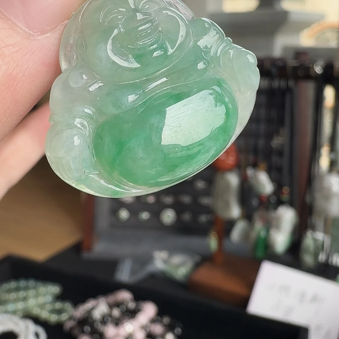 翡翠未镶嵌颈饰满绿佛公