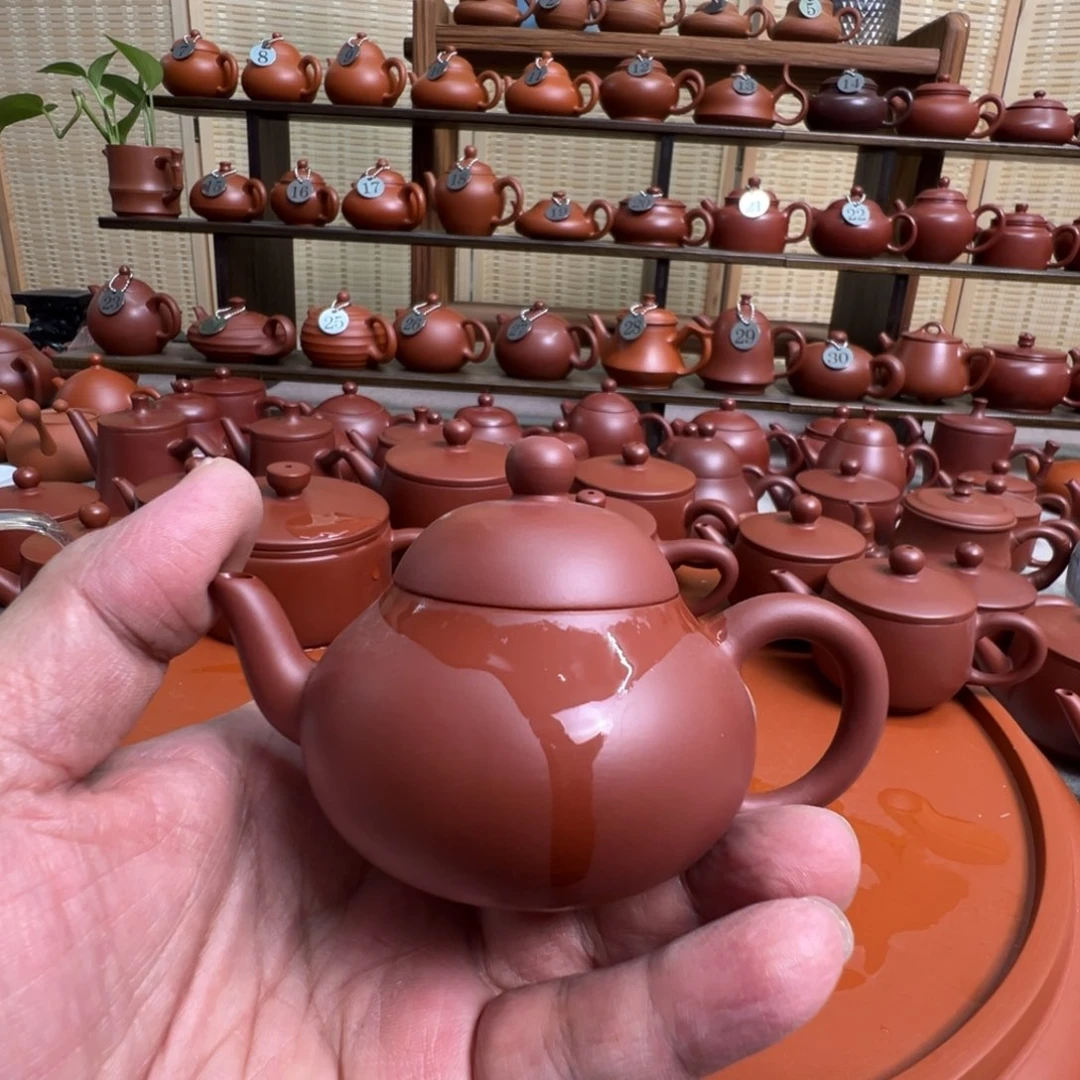 茶壶紫砂j***r潮州手拉朱泥壶，微瑕不退换