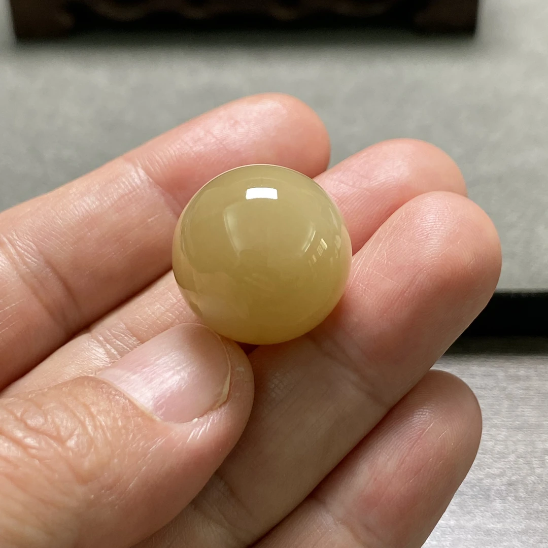 和田玉糖玉圆珠20mm细度好油润性棒手串DIY配珠单珠散珠吊坠挂件