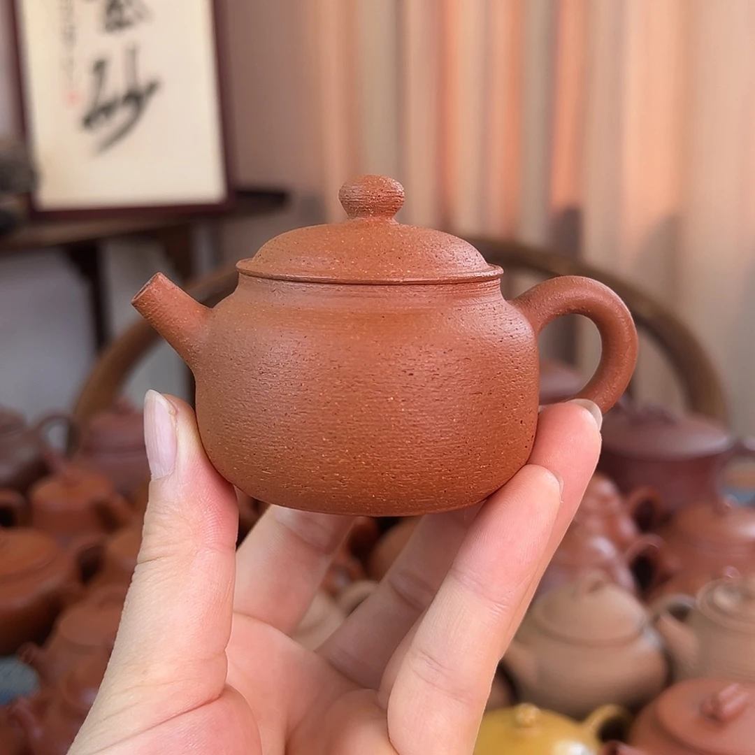 茶壶紫砂精品原矿德钟 鱼籽朱泥 全手工 100cc