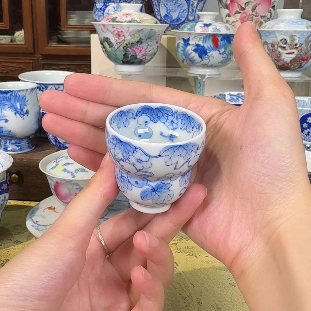 青樵轩青花小葫芦杯