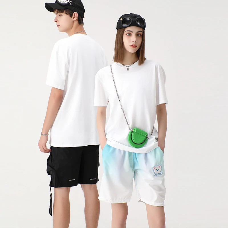 壹三三 新款230克夏季休闲宽松重磅纯棉短袖t恤男女同款纯色百搭