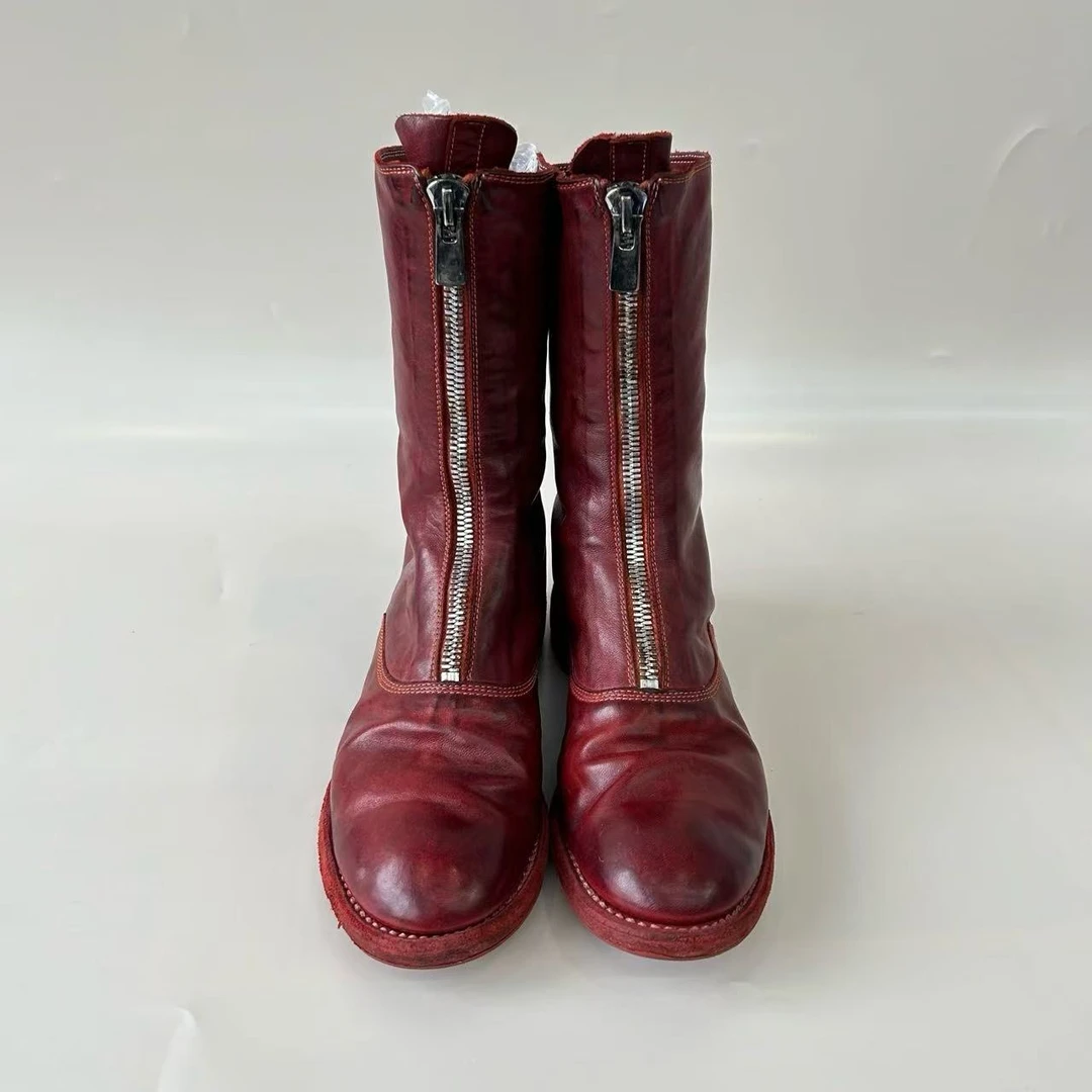 99新 GUCCI/古驰 Guidi 中高女靴深红色 38码