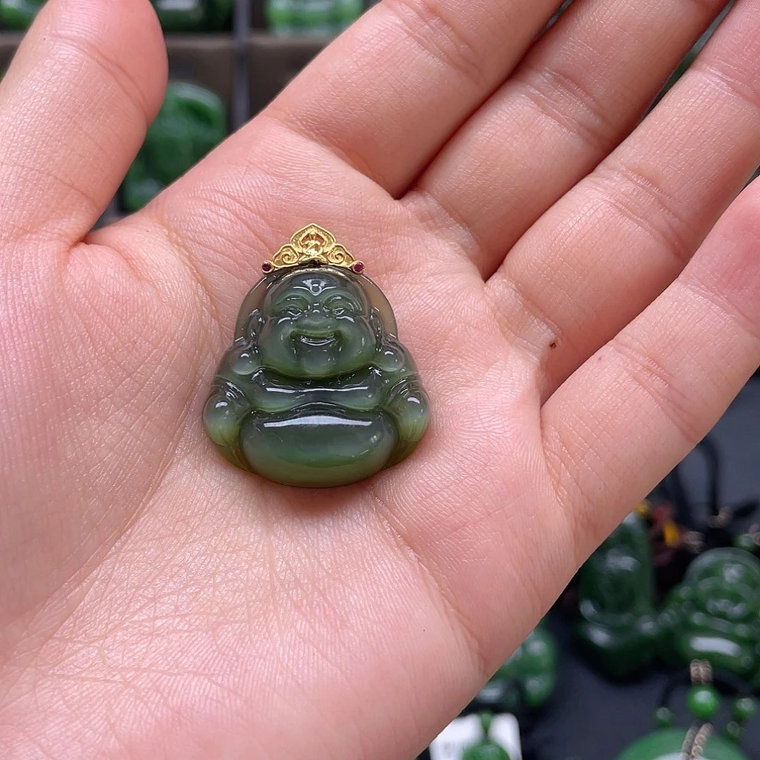 和田玉18K金镶嵌颈饰