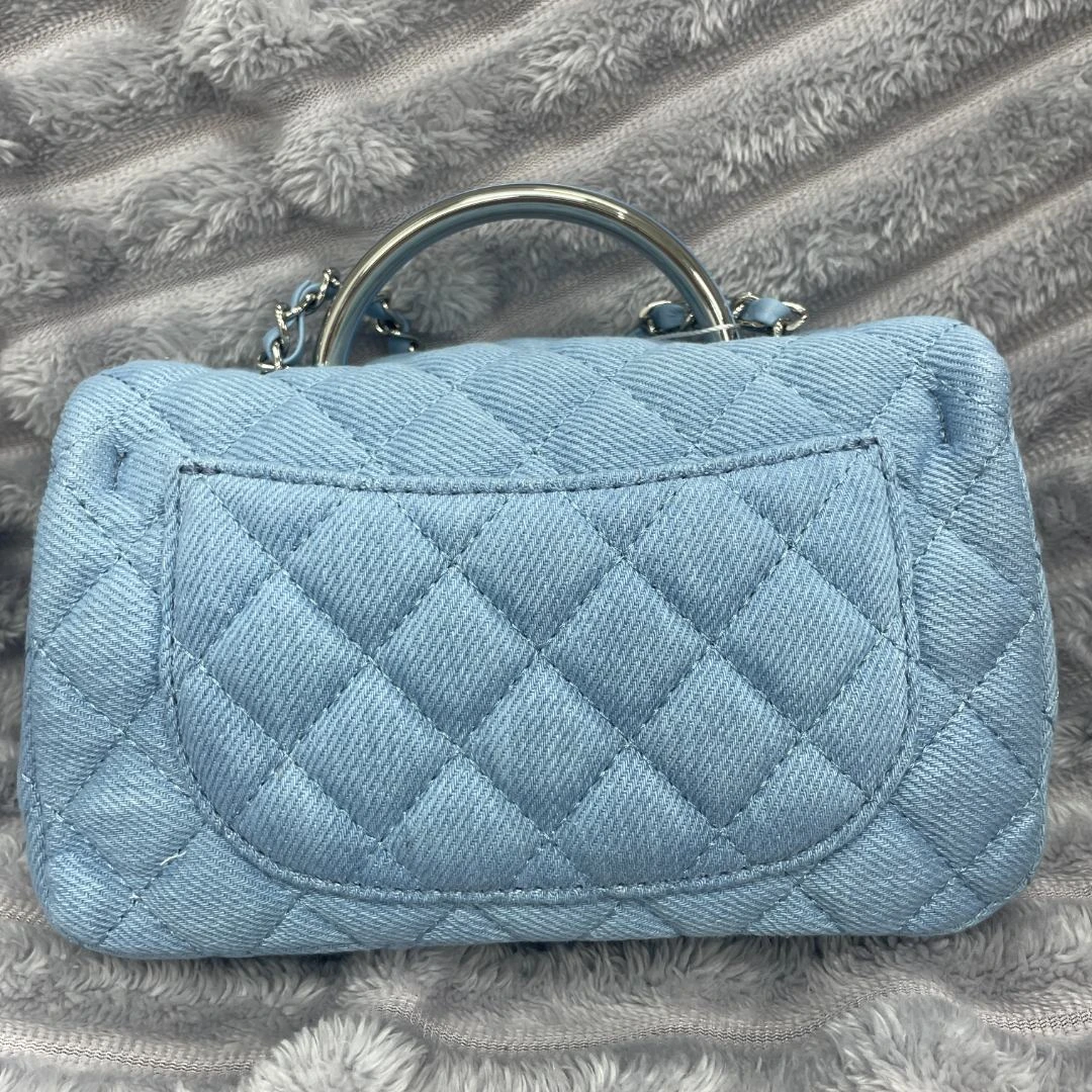 时尚潮流打造真皮女包斜挎 0623蓝色20cm牛仔手提f