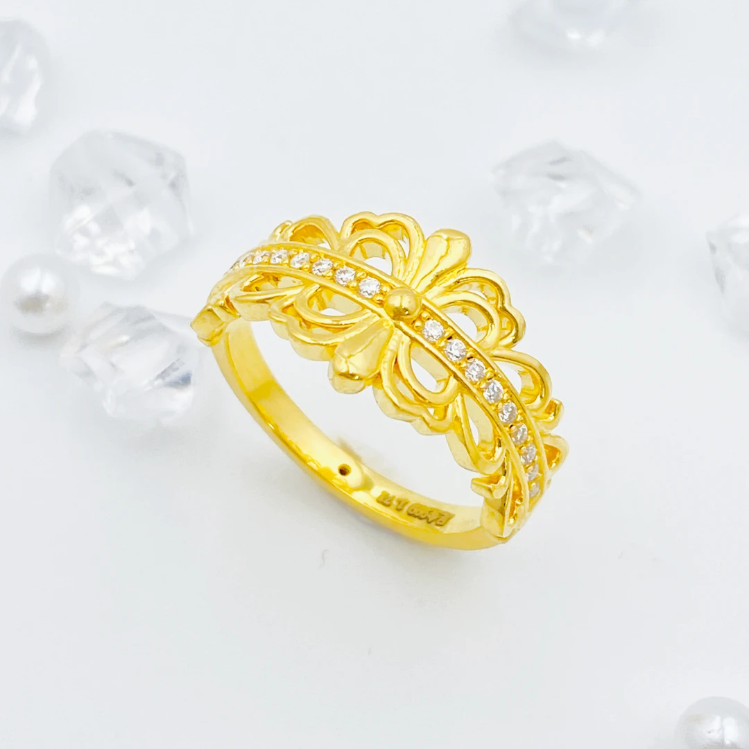 足金999 莫桑镂空鸢尾花戒指1.84 11#