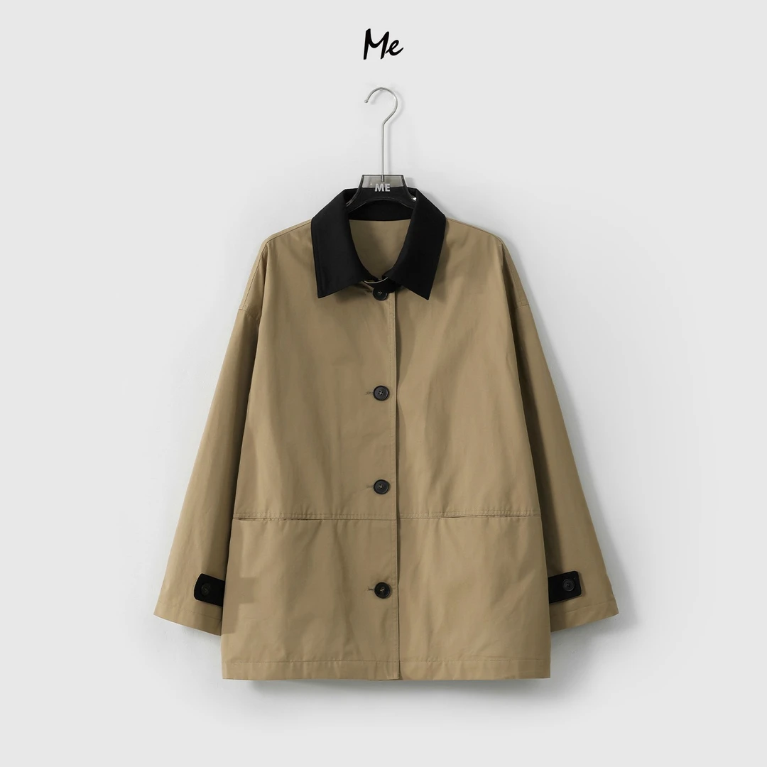 ME【春日爱丁堡】经典奢牌感遮肉显瘦时尚一手长风衣外套MESS1201