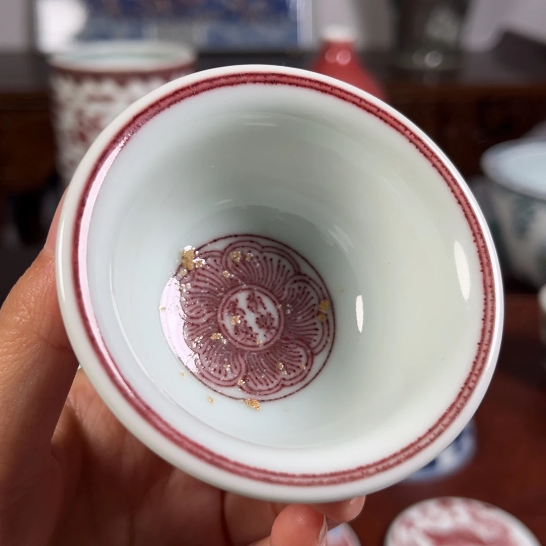 原矿釉里红小压手杯杯杯杯