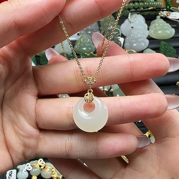 和田玉银S925镶嵌吊坠(赠链)