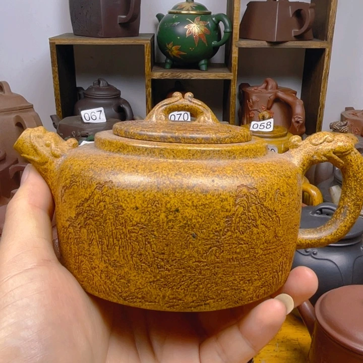 茶壶紫砂紫砂壶黄金段柴烧天际320cc微瑕微瑕