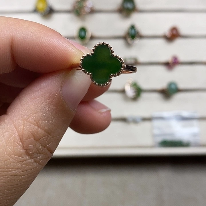 和田玉（糖玉）银S925镶嵌戒指