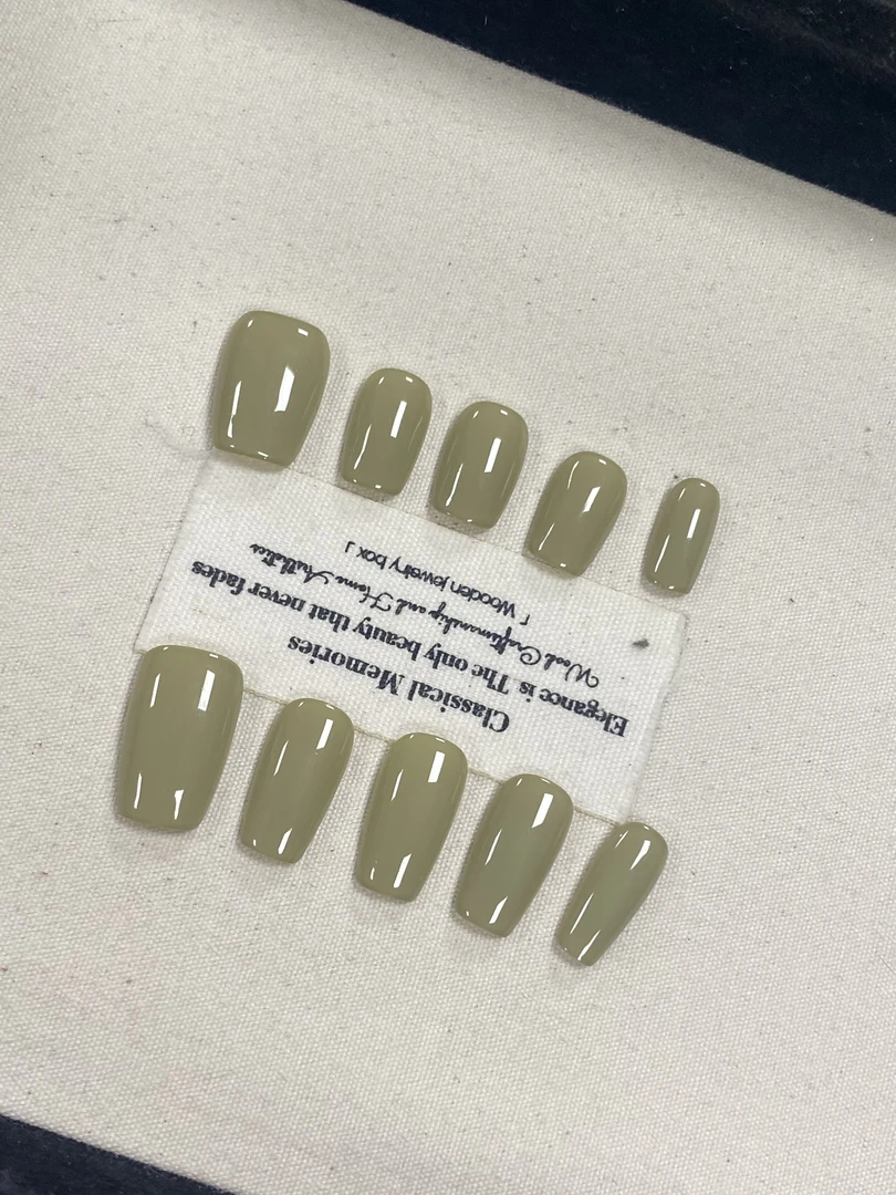 高货体验-纯手工穿戴甲-【绿豆】（送工具包）纯色简约