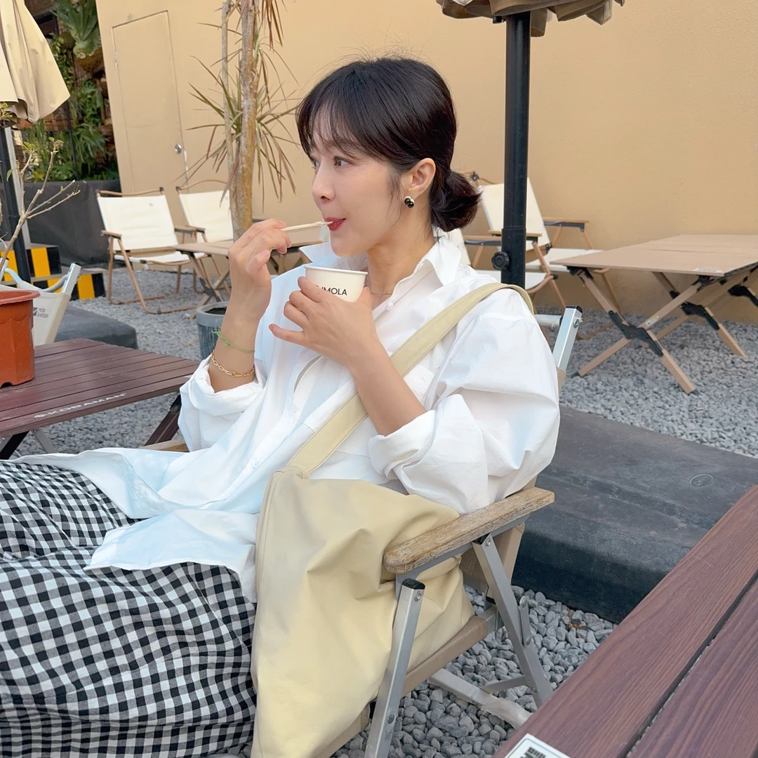 ikigai 基础款 英伦百搭100棉长袖阔版 前短后长翻领衬衫