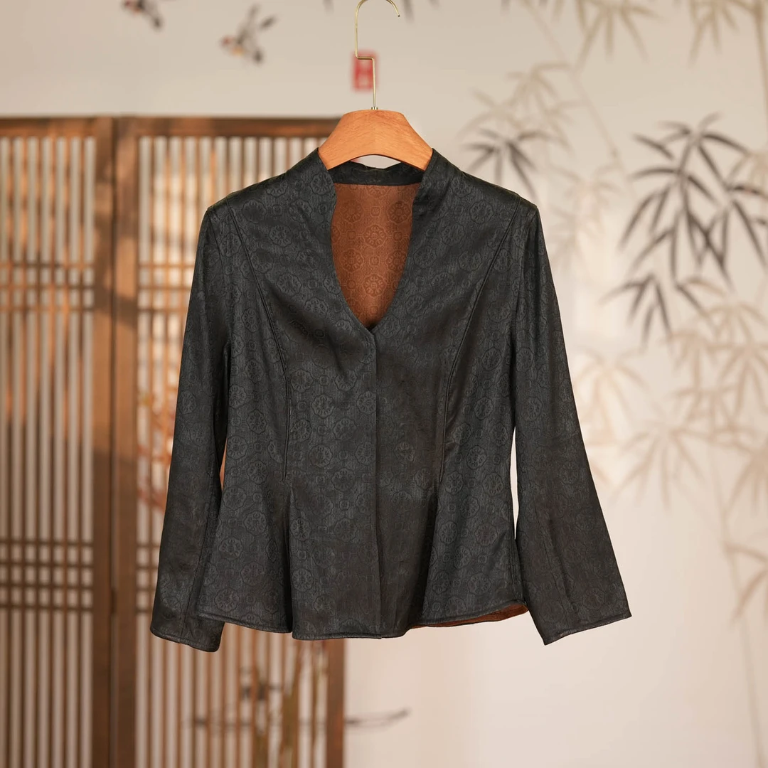 【满江】气质黑色复古中国风长袖通勤款 上衣