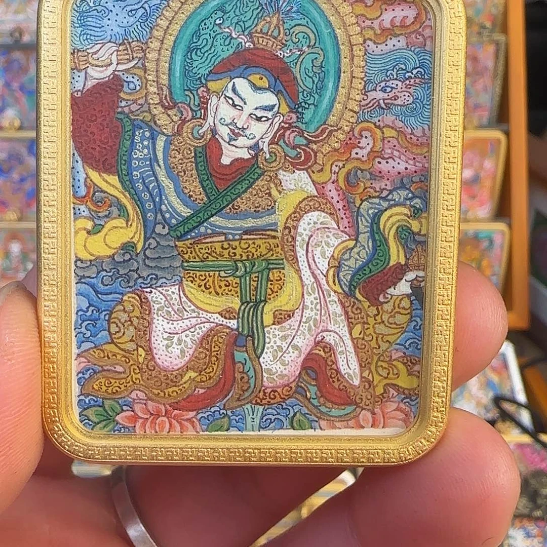 吊坠纯手绘莲师热贡唐卡