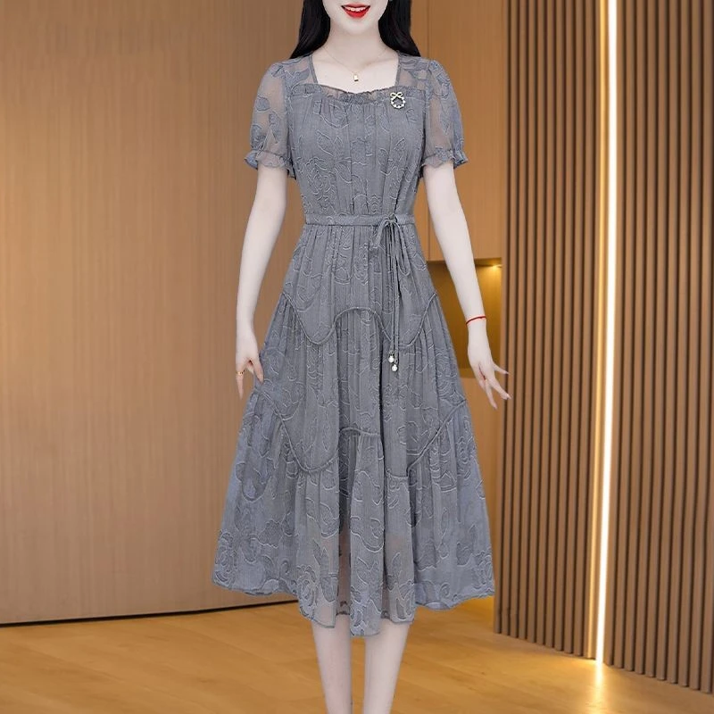 优雅新款气质时尚大气减龄休闲收腰显瘦连衣裙18970-ASJ