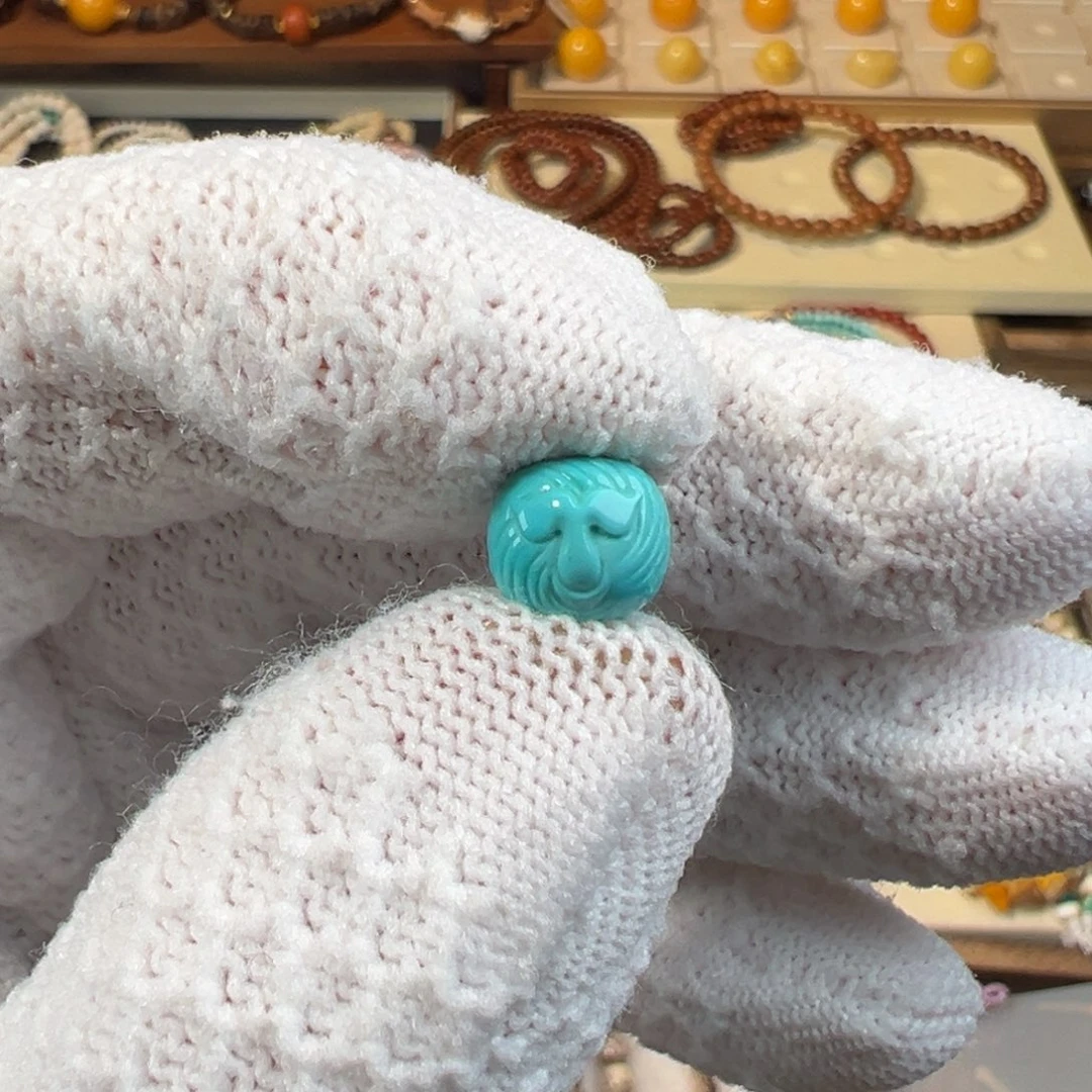 绿松石未镶嵌手链老型单珠鲸鱼尾雕刻