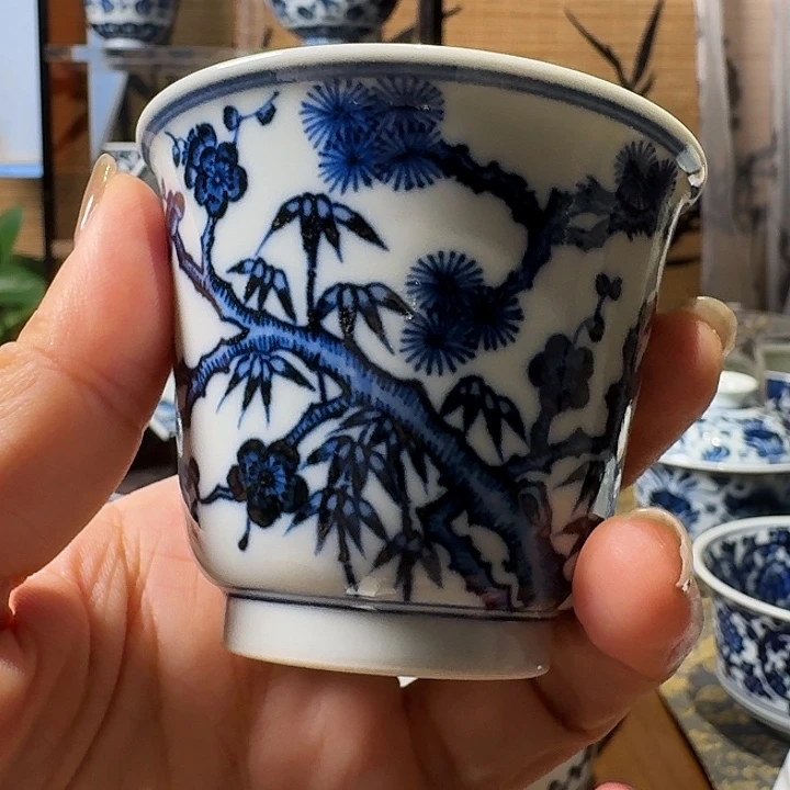 景德镇陶瓷松竹梅杯