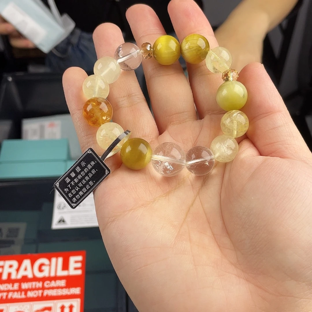 水晶手串银S925镀金镶嵌