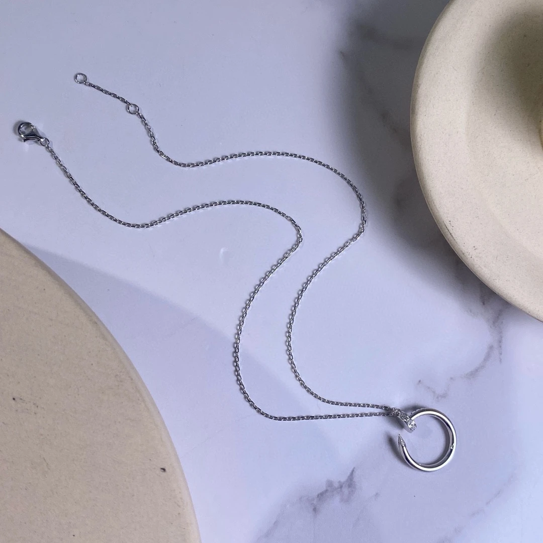 99新 Cartier/卡地亚 白金头尾钻钉子项链