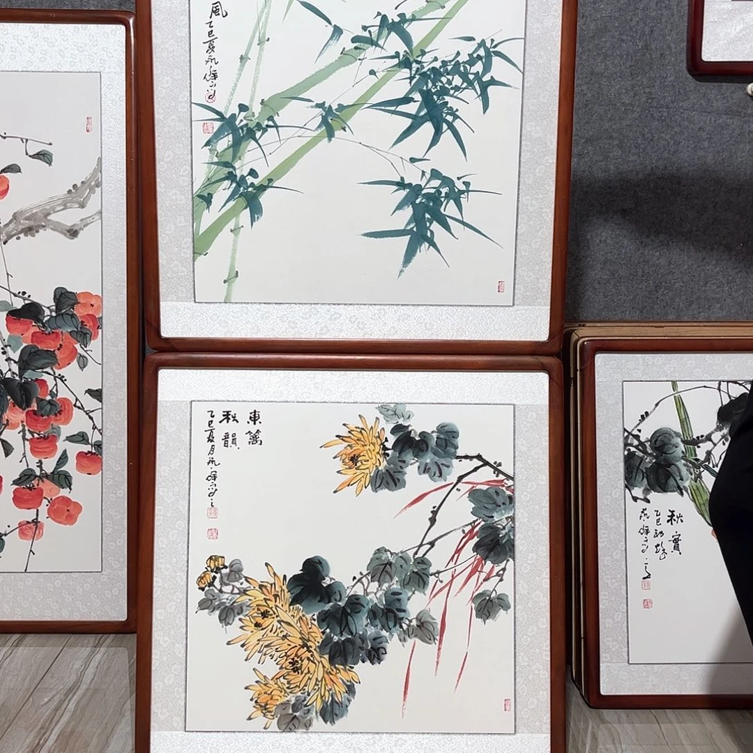 国画书画作品带框63×63